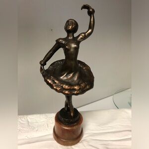 COPY - Bronze Art Deco Ice Skater Sculpture with Marble Base Vintage 12” Tall E…
